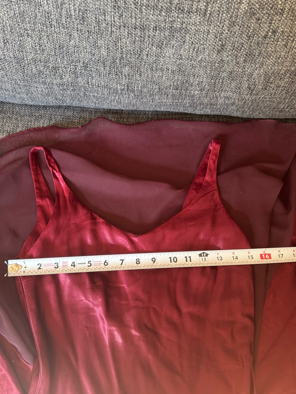 RARE Vintage Scarlet Wine Red Satin Slip Maxi Gown With Low Back & Train - Picture 7 of 12